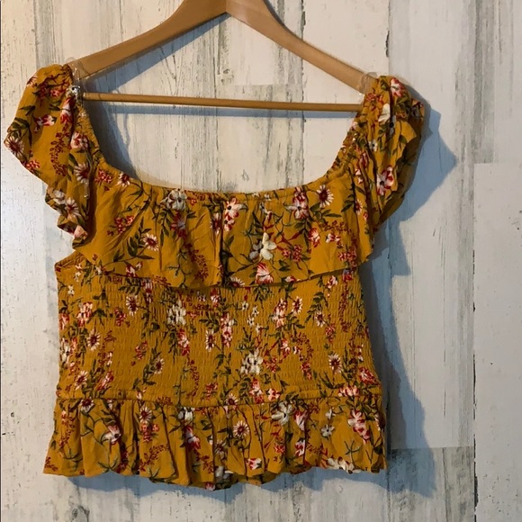 Womens NEW NWT - Sofi Angel Yellow Floral Crop Top - Picture 5 of 7